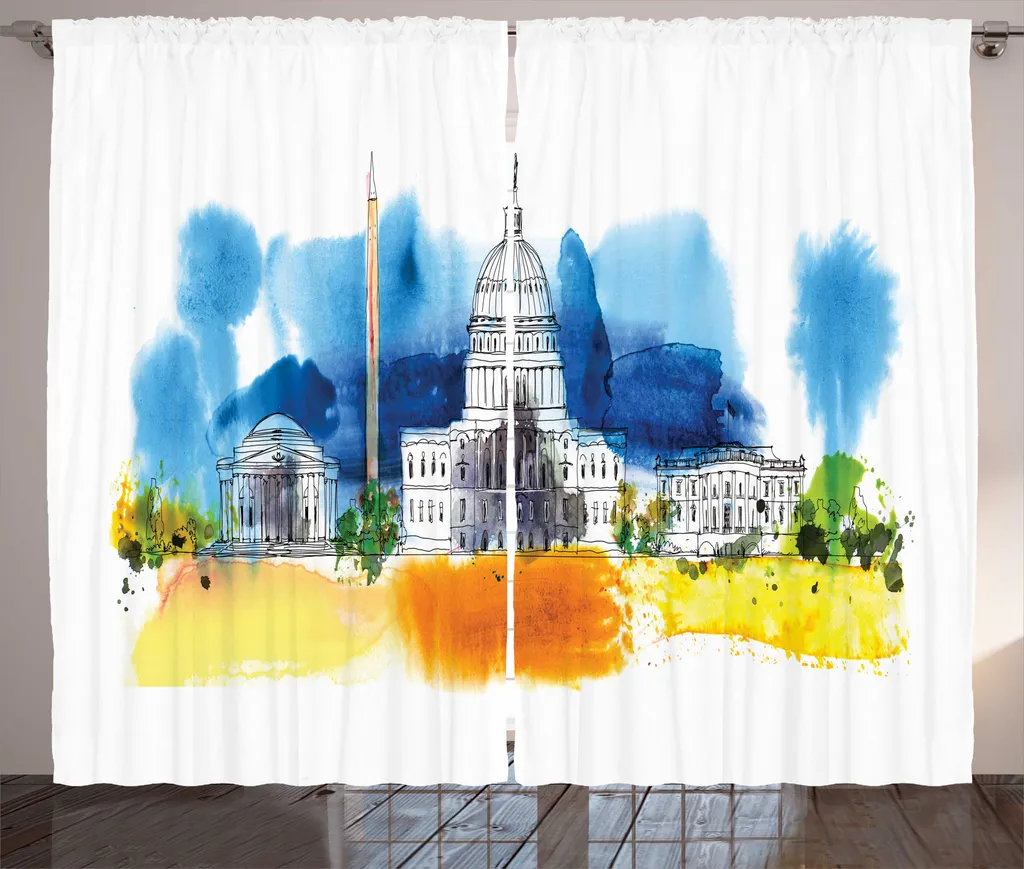Rideau à fronces ABAKUHAUS pour chambre, décor obélisque, 280 x 225 cm