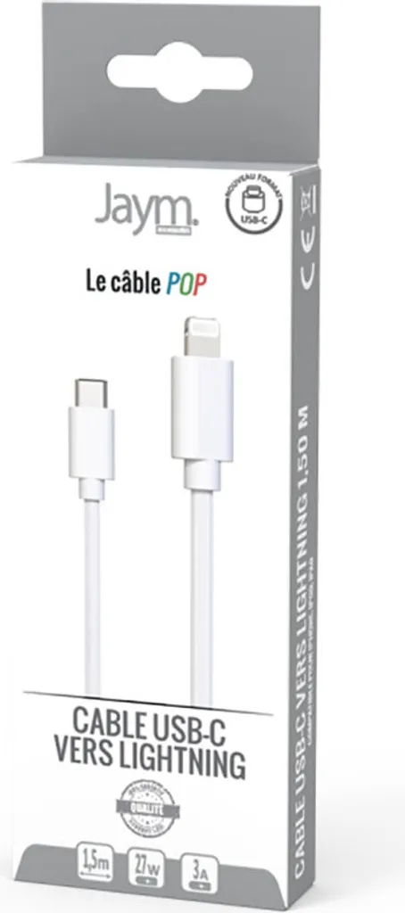 Cavo Jaym Lightning a USB-C 27W 1,5m Bianco POP - Ricarica Rapida PD - 4