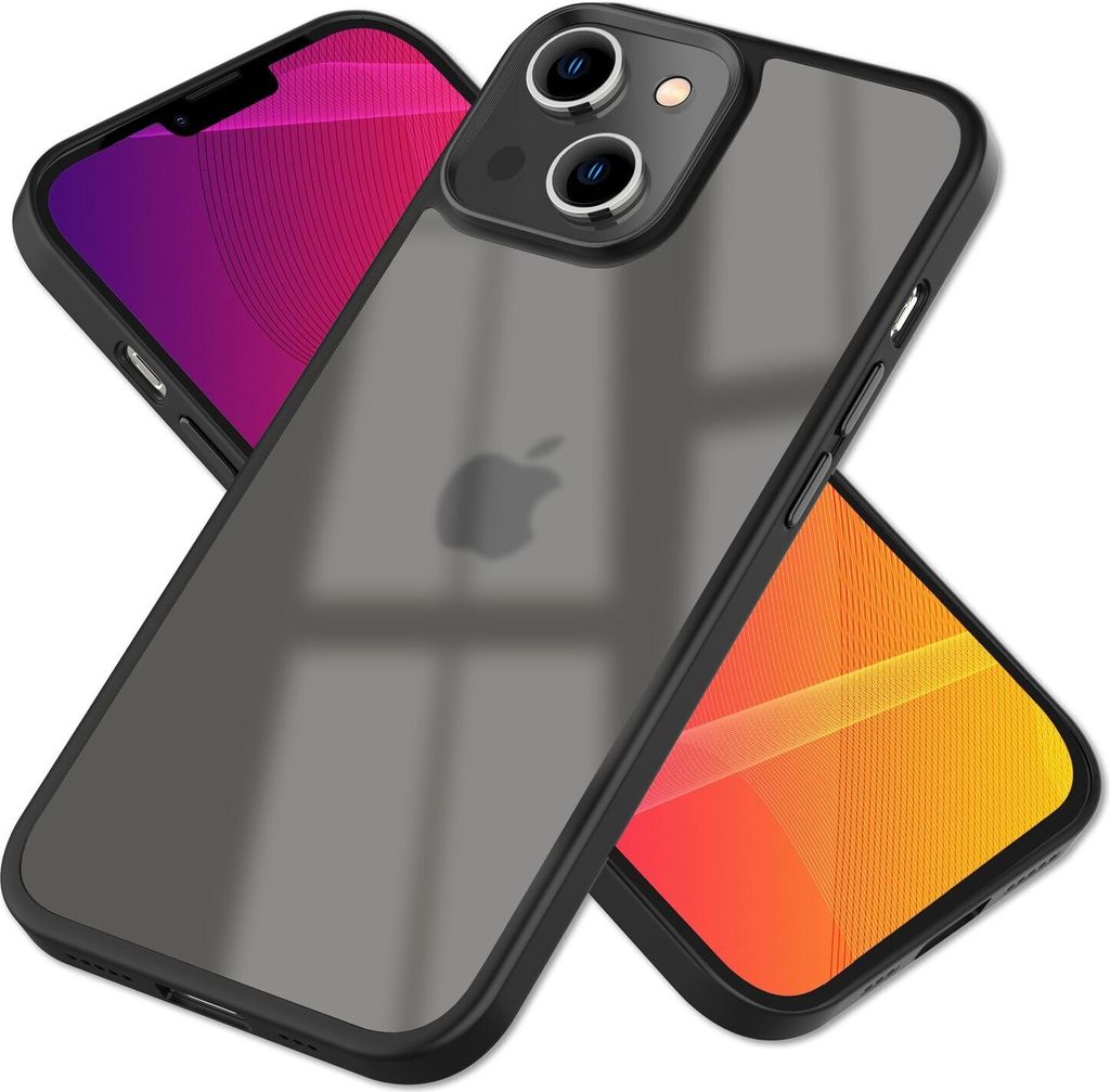 Für iPhone 14 Plus Hülle Hybrid Matt Durchscheinend Aufprall Schutz Handyhülle Schwarz