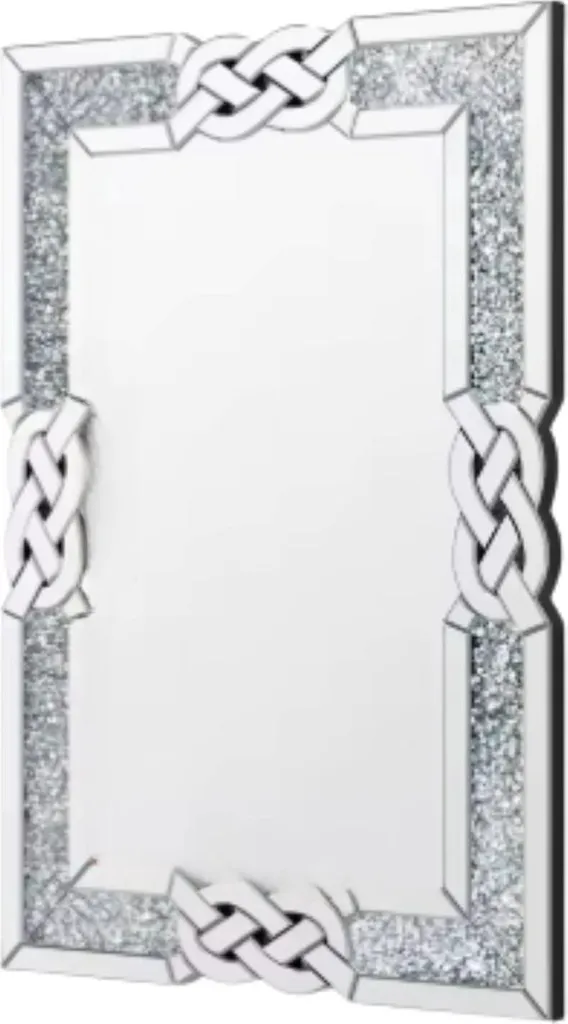 Grand miroir de salon rectangulaire 90x60 cm en cristal véritable