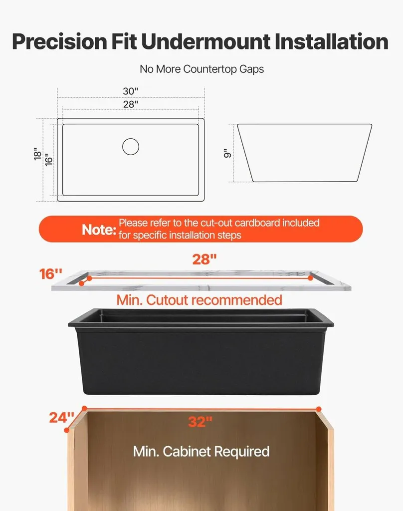 Évier de cuisine granit 76 cm sous plan avec cuve profonde anti-rayure - 6