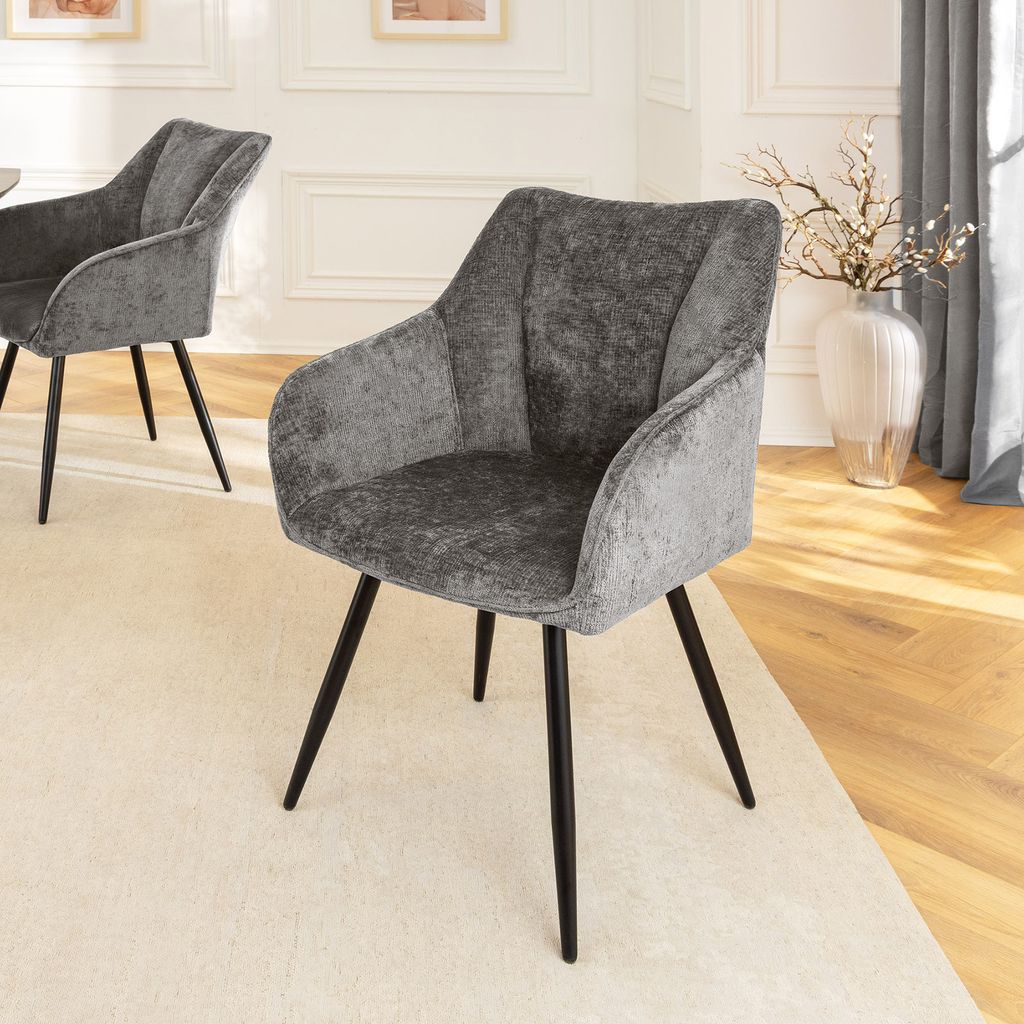 riess-ambiente Drehbarer Retro Stuhl AVIGNON grau Chenille Produktbild 