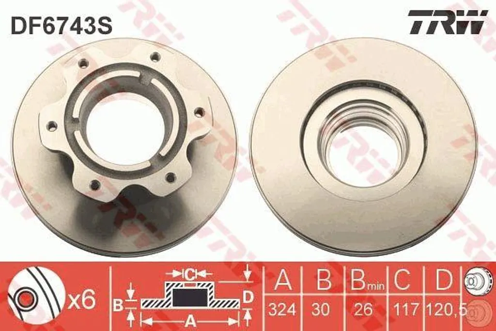 Disque de frein TRW DF6743S robuste avec protection OE 6684230312