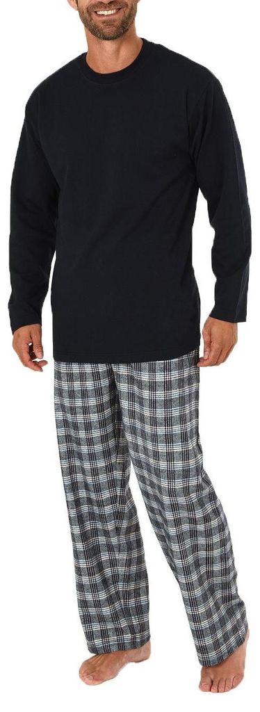 Herren Schlafanzug Pyjama lang mit Flanell Hose - auch in Übergrößen - 281 101 90 997 ; marine , 50