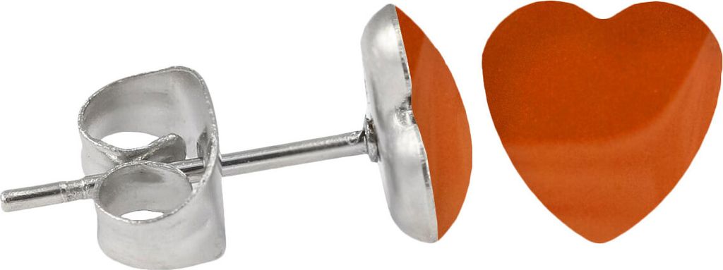 Chirurgenstahl Ohrstecker Emaille Herz Farbe - Orange