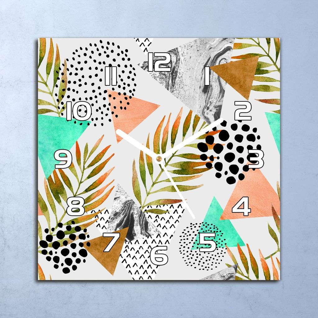 Deko Glasuhr Wanduhr 30x30 Abstrakte exotische Quarz Küchenuhr Bürouhr