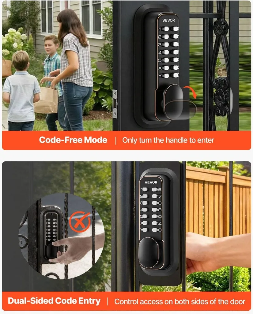 Serrure à Code pour Portail Extérieur sans Électricité Bronze Huilé 2.0