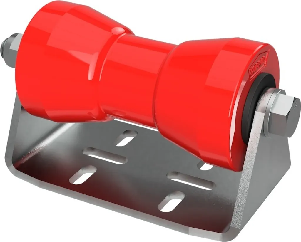 Rullo per chiglia in poliuretano con supporto B rotolo rimorchio per barca zincato SUPROD, 160 mm, rosso