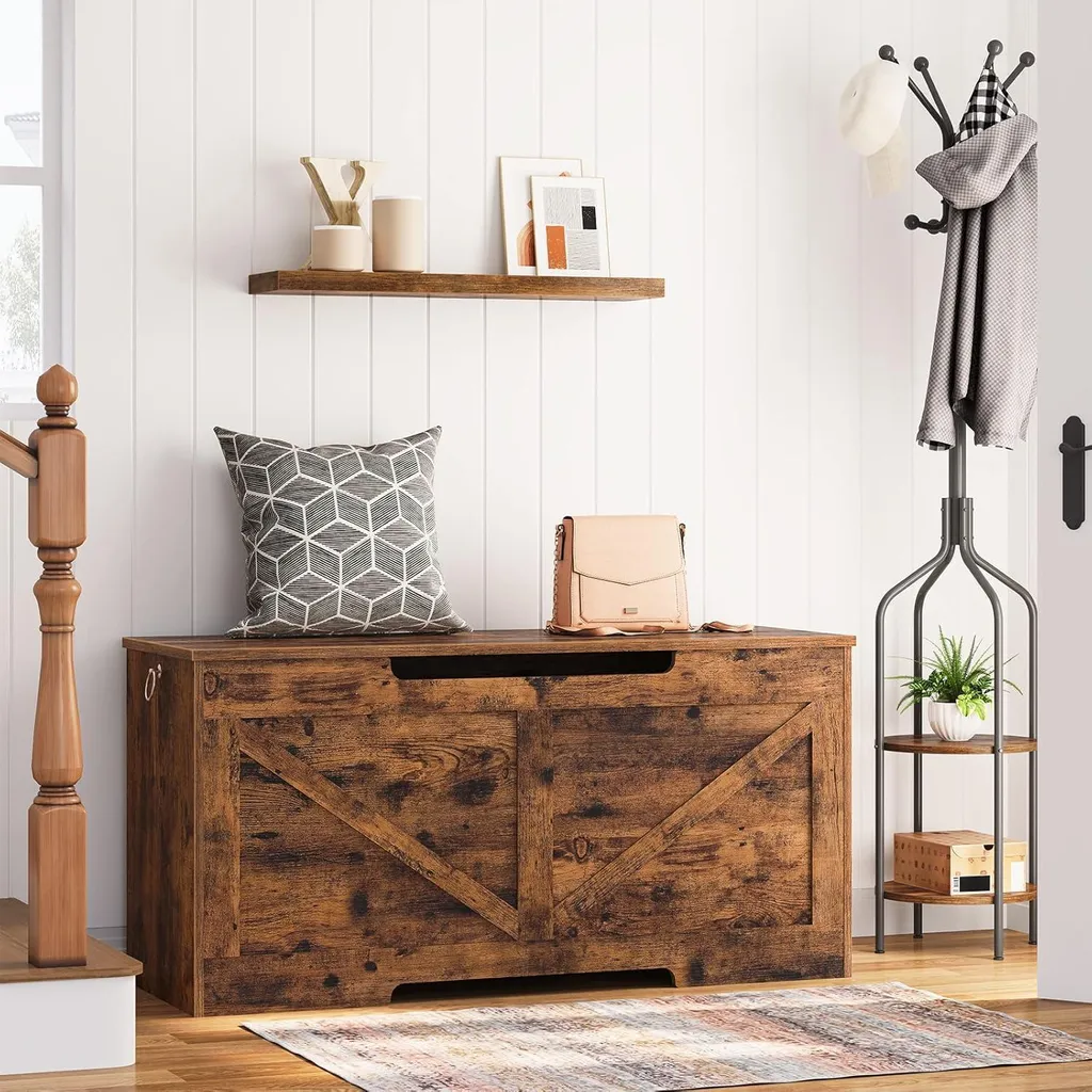 Banc à Chaussures et Coffre de Rangement pour Entrée Brun Foncé 100cm - 2