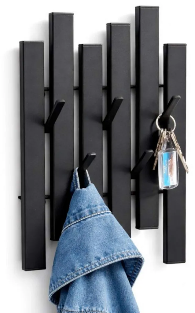 DanDiBo 96739 Portemanteau mural noir en métal design moderne à 5 crochets