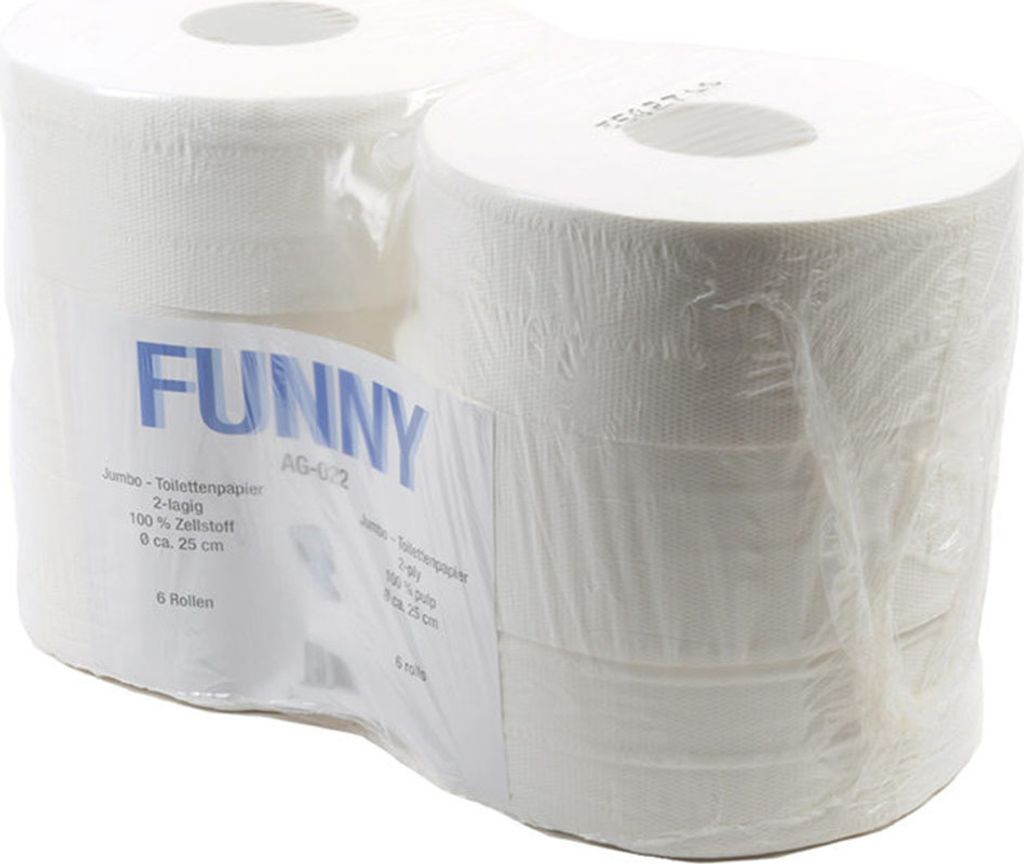 FUNNY Jumbo Toilettenpapier 2 lagig hochweiß 9,5 x 19 cm Ø Produktbild 