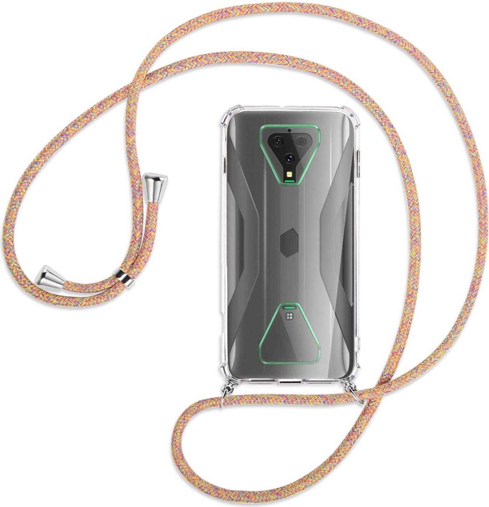 Handykette Backcover-Schutzhülle mit Band (Metall silberfarben) für Xiaomi Black Shark 3 - Rainbow