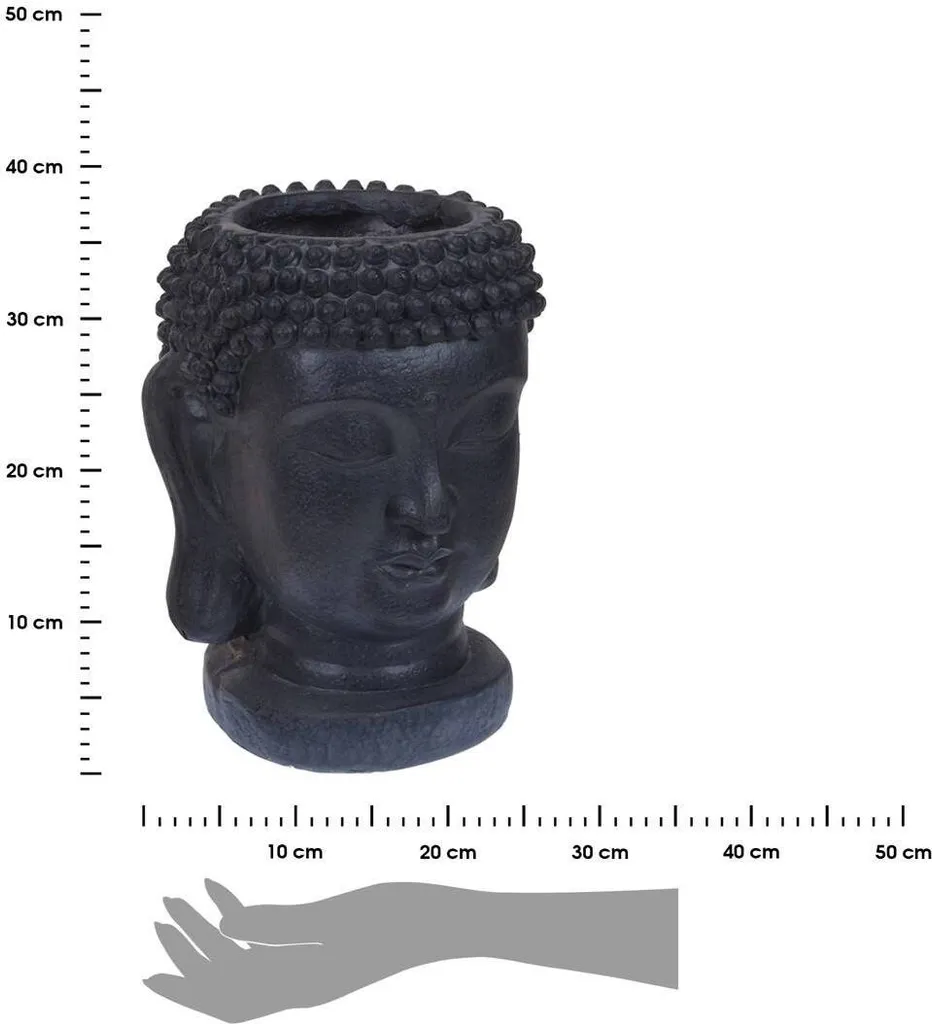 Pot de Fleurs Bouddha Anthracite ProGarden : Déco de Jardin Durable 35cm - 3