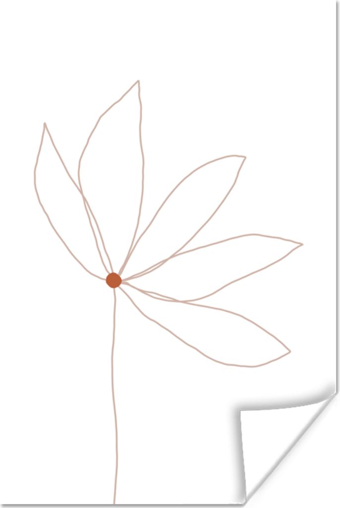 MuchoWow Poster Minimalismus - Blumen - Linienkunst 60x90 cm - Wanddekoration