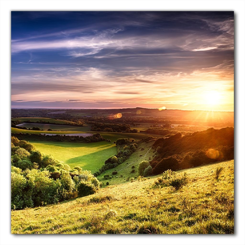 Wallario selbstklebende Möbelfolie/ Tischdecke für Innen und Außen, Größe: 60 x 60 cm - Farbenfroher Sonnenuntergang in England