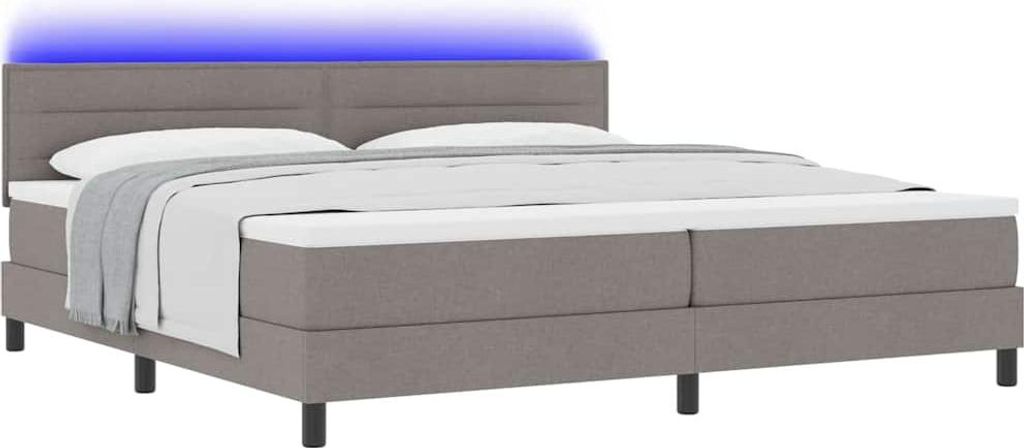 Boxspringbett mit Matratze mit LED Taupe 200 x 200 cm Stoff