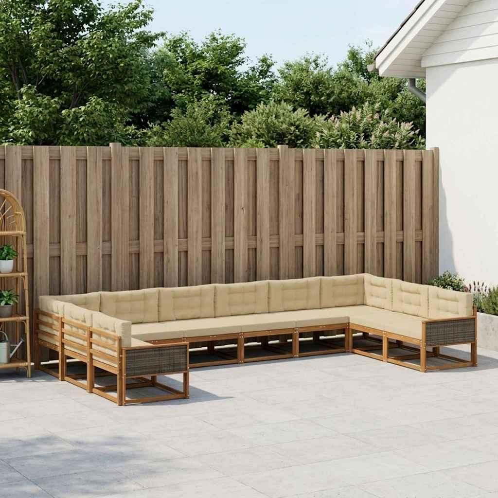Möbel Outdoor-Sofagarnitur mit Kissen 10 pcs Natur und BeigeGartensofas - Gartensofas c1052