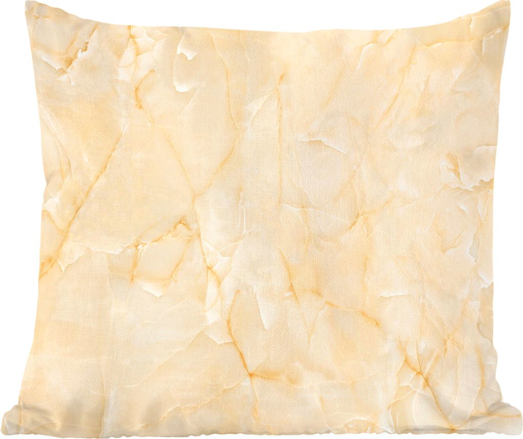 MuchoWow Zierkissen Sofakissen Wohnzimmer Dekokissen 45x45 cm Marmor - Gelb - Weiß - Schlafpolster - Polster für das Sofa