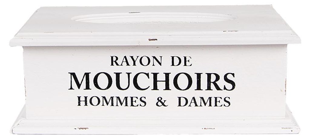 Clayre & Eef Taschentuchbox 28x16x10 cm Weiß Holz