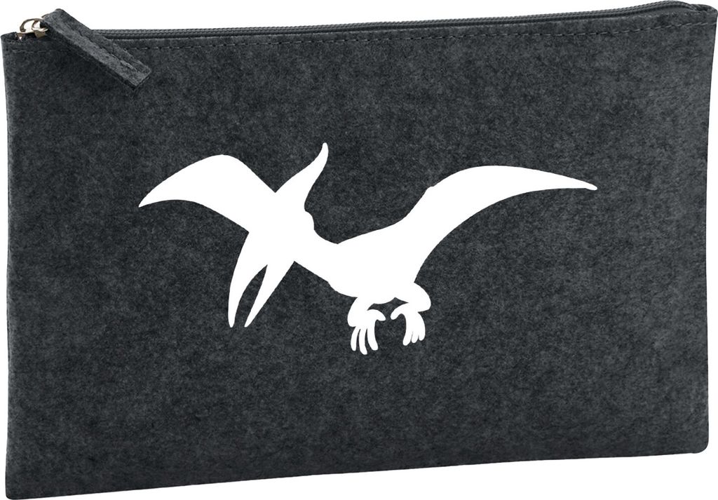 Huuraa Kulturbeutel Pteranodon Dinosaurier 1 Liter Charcoal Filz Kosmetiktasche Geschenkidee
