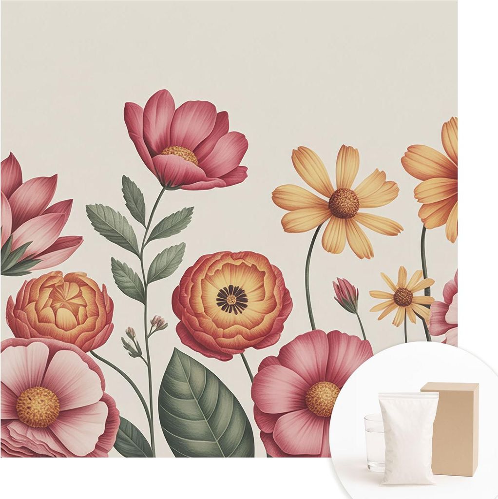 Fototapete - Wandbilder für Wohnzimmer - 250x250 cm - Dekorative Wandfolie - Modernes Design für Wanddekoration - Tapeten für Innenräume - Blum...