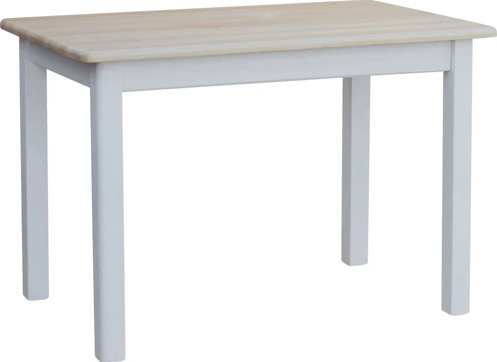 Tavolo bianco in legno di pino massiccio con piano laccato 100 x 60 cm