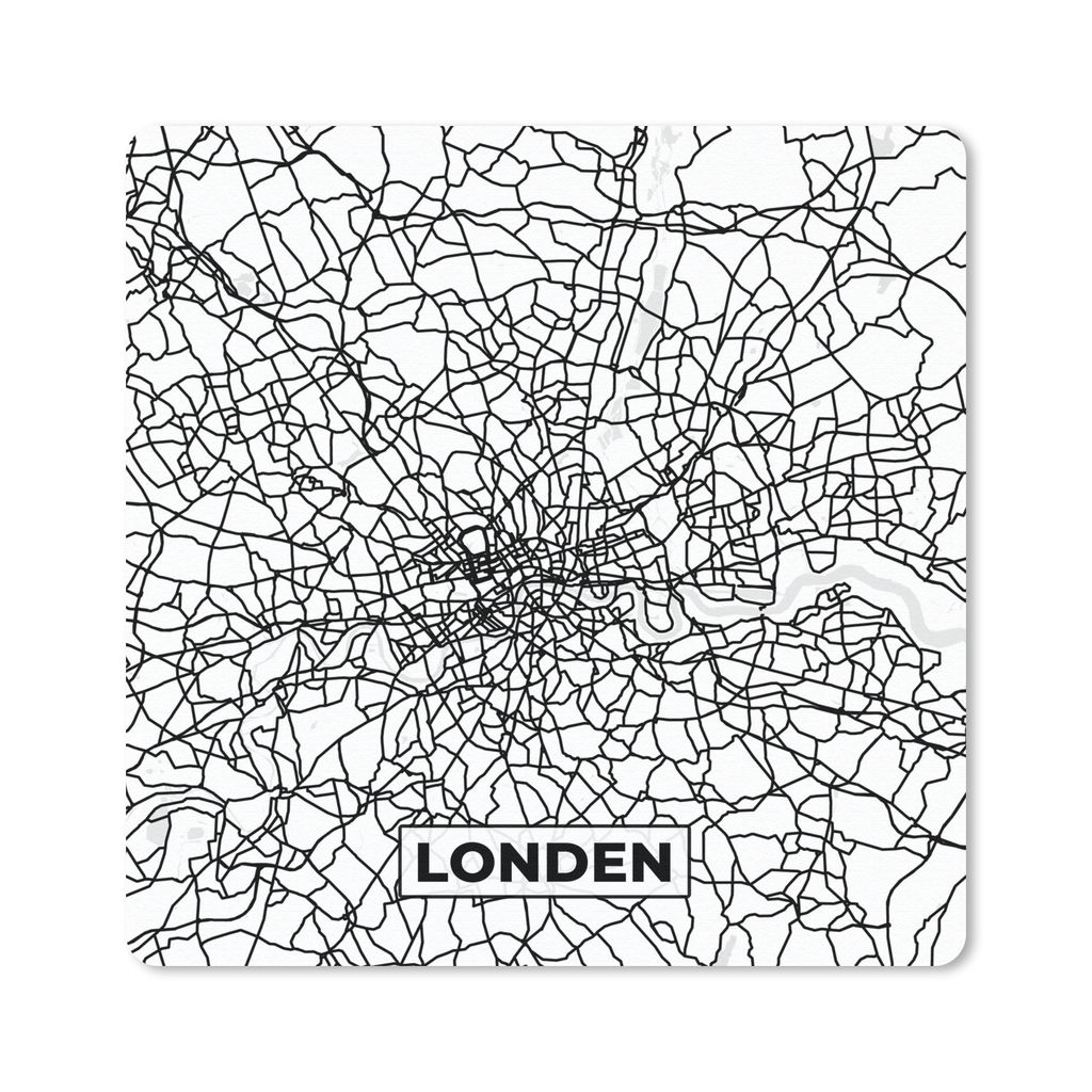 MuchoWow Mauspad Mousepad London - Stadtplan - Schwarz und Weiß - Karte 20x20 cm - Mousepads - Maus Mat - Pad - Mausunterlage - Desk Mat - Burea...