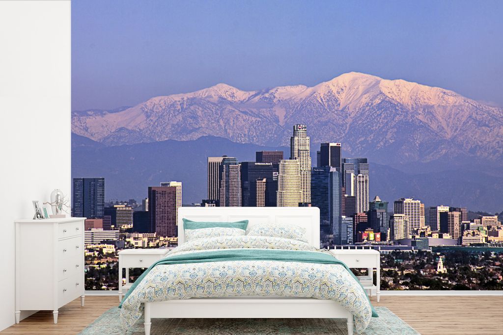 MuchoWow Fototapete für Wohnzimmer oder Schlafzimmer Wandtapete Vinyl Motivtapete Amerika - Berge - Los Angeles - 360x240 cm - Vinyl-Tapete