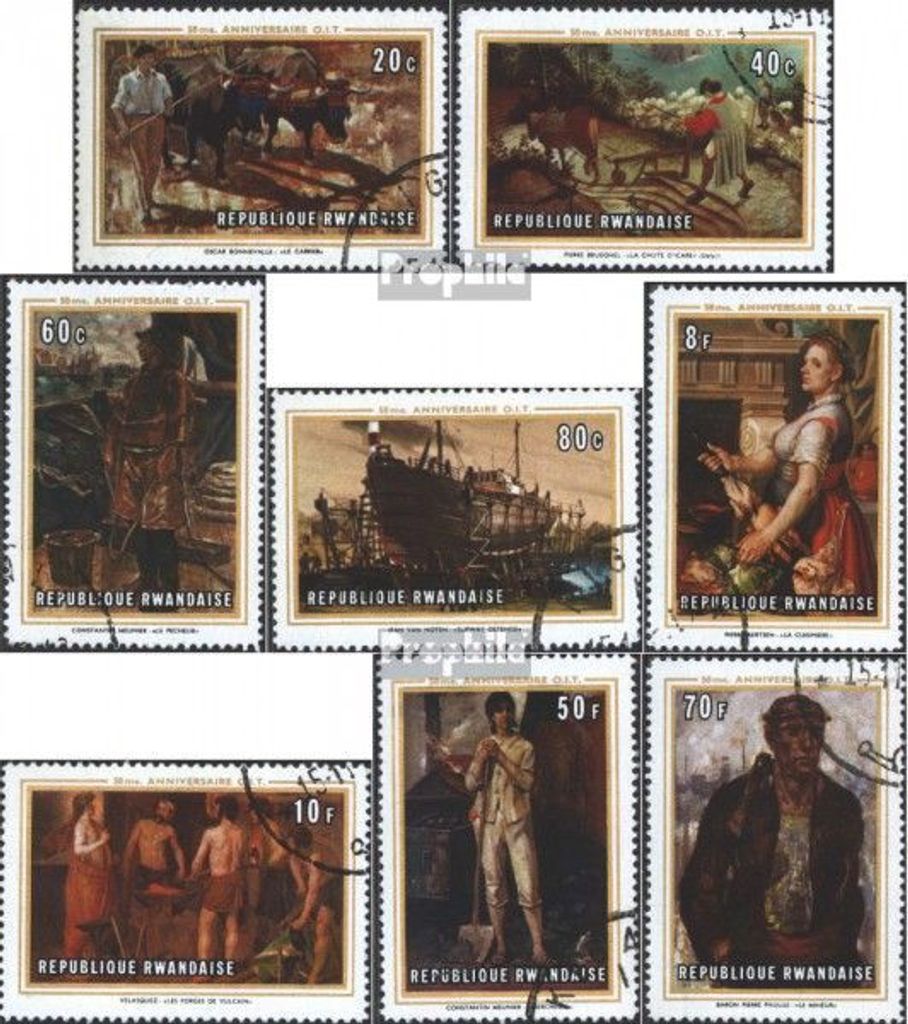 Briefmarken Ruanda 1969 Mi 359A-366A (kompl.Ausg.) gestempelt Gemälde