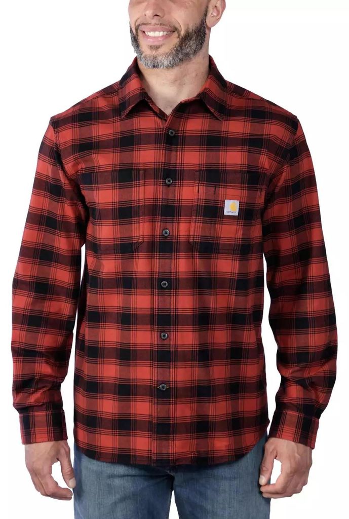 Carhartt Rugged Flex Flannel Plaid Hemd (Black/Red,XL)
