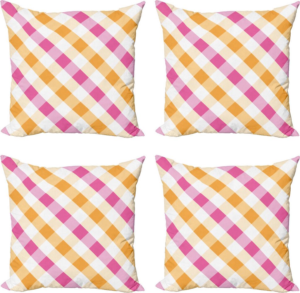 ABAKUHAUS Plaid Kissenbezug Set (4 Stück), Traditionelle Streifen-Design, Moderner Doppelseitiger Digitaldruck, 60 cm x 60 cm, Mehrfarbig