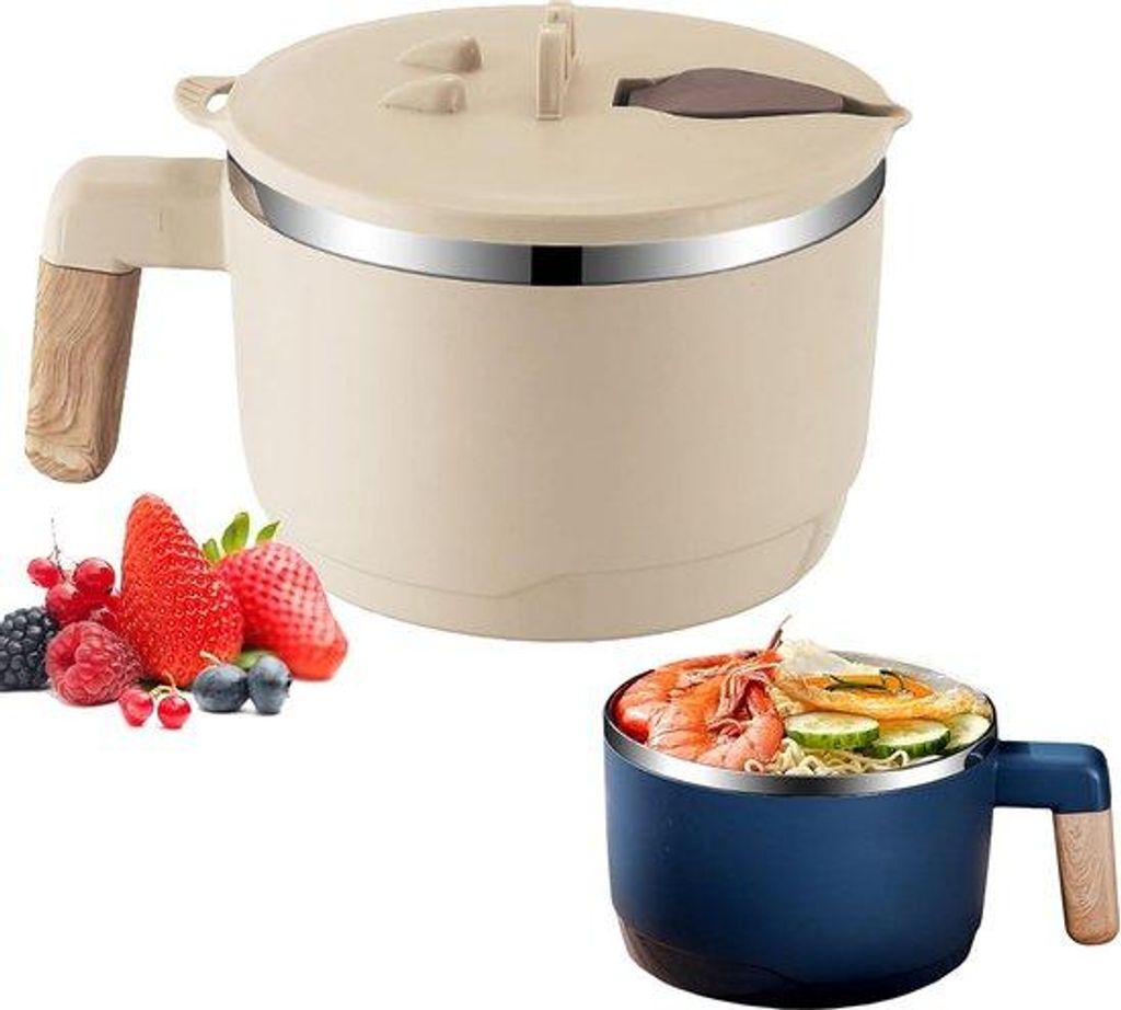 Beige, lekvrij, dubbel geïsoleerd, pastaschaal, 1000 ml, servies, verzegeld