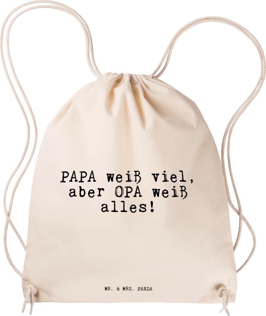 Mr. & Mrs. Panda Jutebeutel PAPA weiß viel, aber... - Transparent - Geschenk, wander rucksack, gym, leichter, Familie, sporttasche klein, Vater, T...