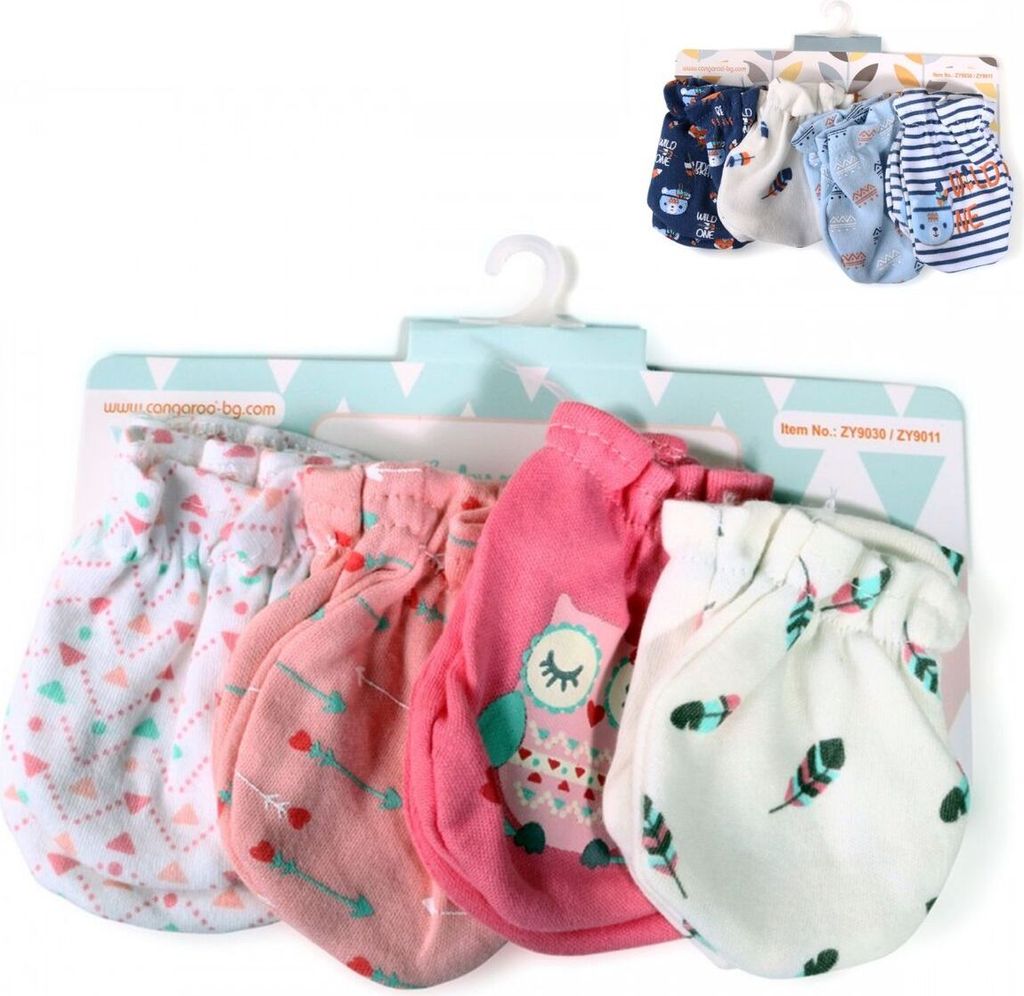 Cangaroo Babyhandschuhe Tibby 4er-Set Fäustlinge, 100% Baumwolle, ab Geburt rosa