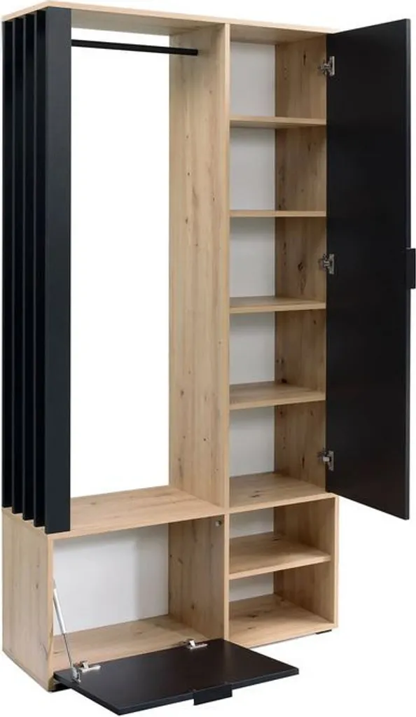 Vestiaire d'entrée ATHERIA chêne artisan - Meuble de rangement bois