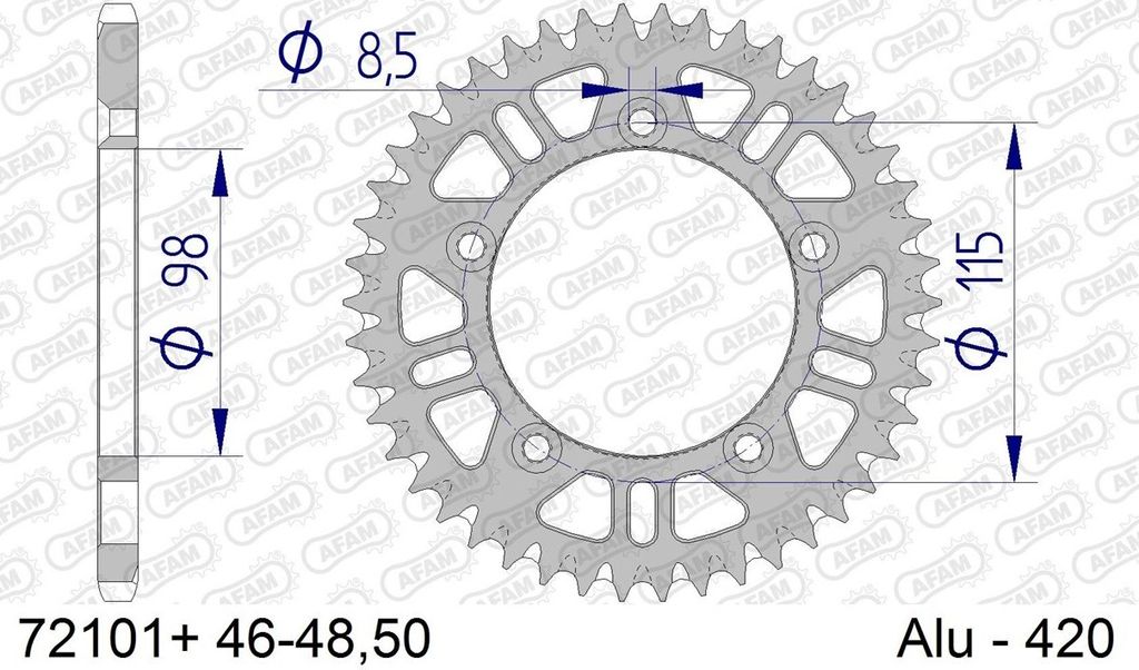 AFAM Ultraleichtes selbstreinigendes Aluminiumritzel hinten 72101 - 420
