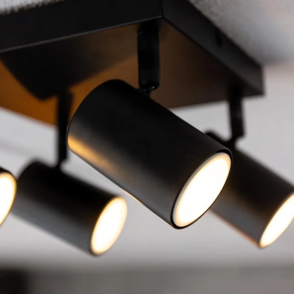 HOFTRONIC Plafonnier LED Noir 4 Spots GU10 Carré Orientable 35W - 4