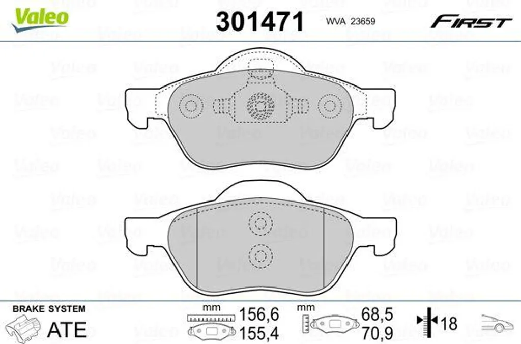 Plaquettes de Frein Valeo 301471 Haute Résistance Norme OE Qualité