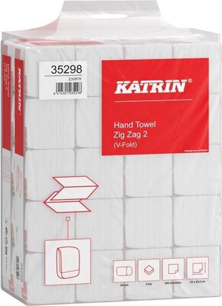 Skládané papírové ručníky Katrin - 2vrstvé, bílý recykl, Obrázek produktu 
