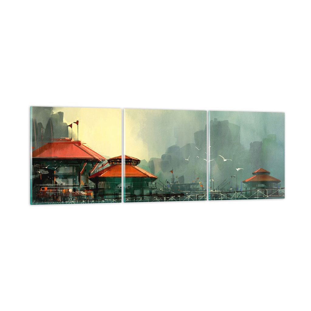 Bilder auf glas - Meer Ufer Möwe - 120x40cm - Glasbilder - Wandbilder - Kunstdruck - zum Aufhängen bereit - Wanddekoration aus Glas - Glas Bilder...