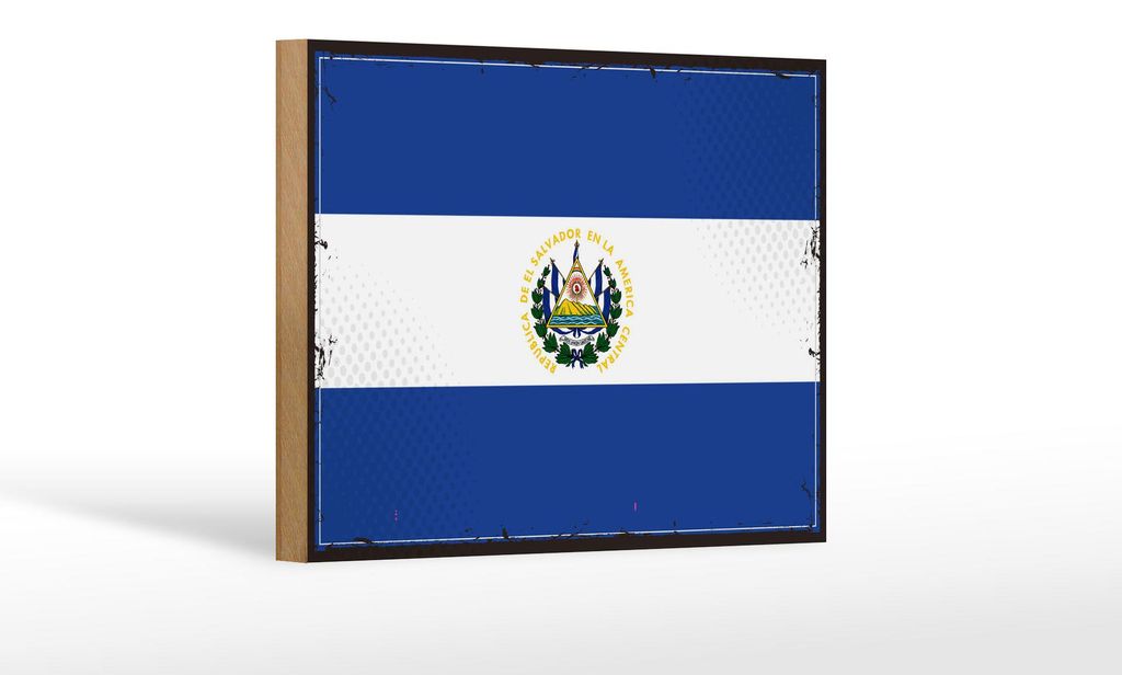 Holzschild Flagge El Salvadors 18x12cm Retro El Salvador