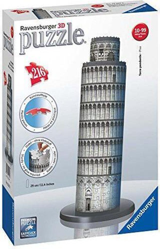 Ravensburger 12557 - Schiefer Turm-Pisa - 216 Teile 3D Puzzle-Bauwerke