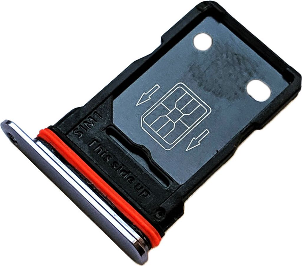 Dual Nano SIM Kartenhalter für OnePlus 7T, Original Ersatzteil, Mattiertes Silber