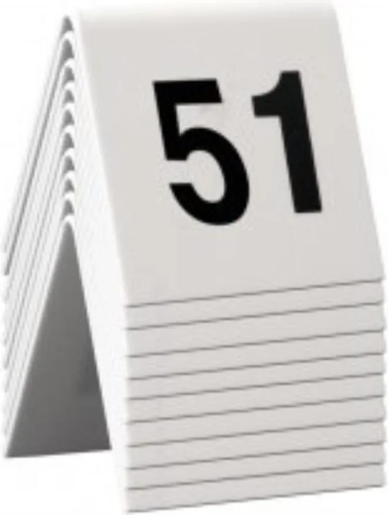 Numéros de Table en Acrylique Blanc Securit (51-60) - Set de 10 unités
