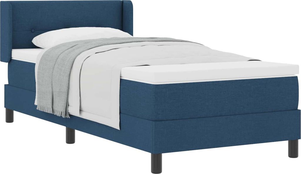 vidaXL Boxspringbett mit Kissen mit Kopfteil Blau 200 x 90 cm Stoff