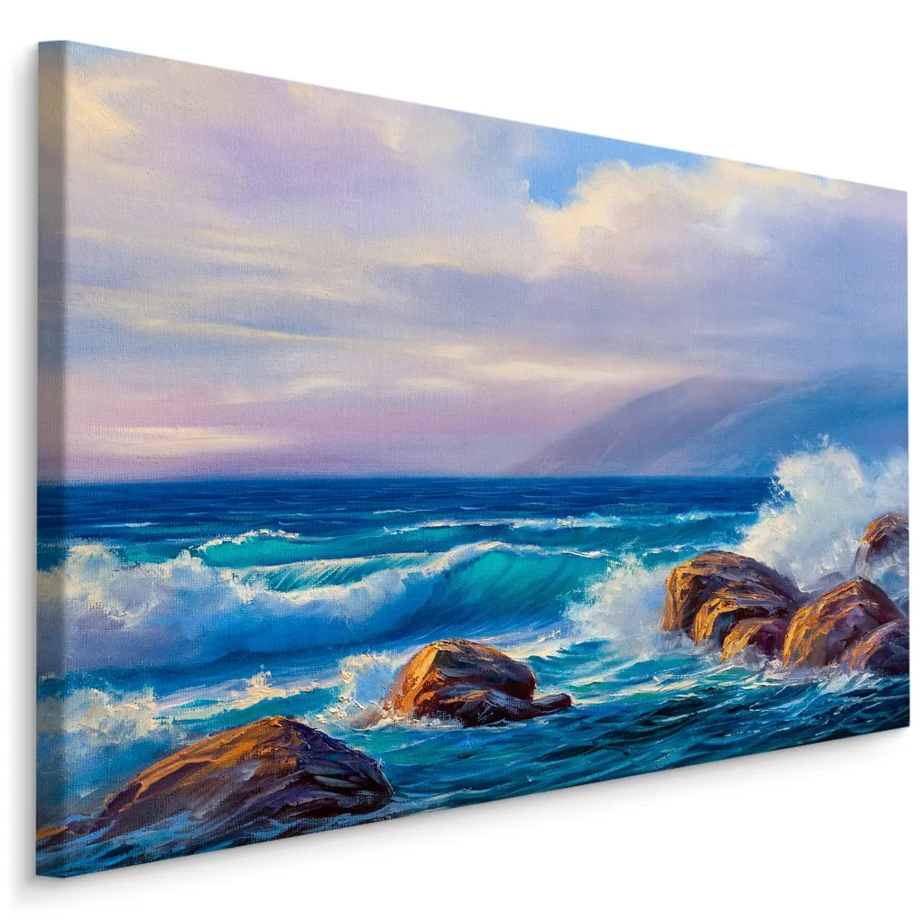 Quadro Mare XXL 120x80 - Stampa su Tela Onde e Cielo Infinito