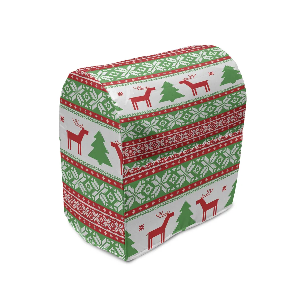 ABAKUHAUS Housse de Mixeur Noël Motif Cerf avec Poches Rouge et Vert