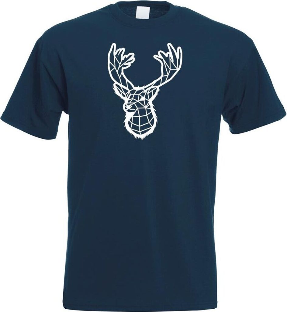 Kiwistar - T-Shirt - Navy - Polygon Hirsch REH Figur Tier Art Herren Funshirt Bedruckt Design Sprüche Spruch Motive - mit Motiv Bedruckt - Funshir...