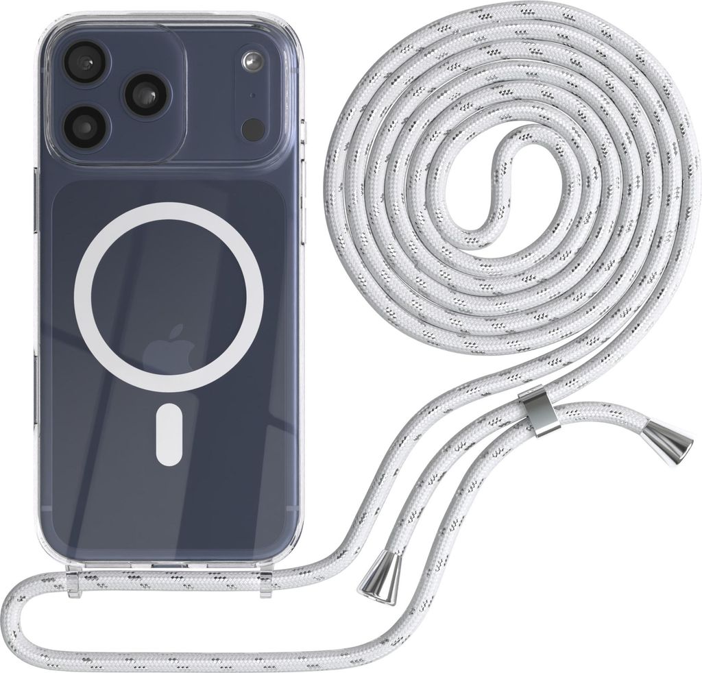 EAZY CASE - Handykette kompatibel mit Apple iPhone 17 Pro Max, Kette zum Umhängen, Handyhülle stoßfest, Silikonhülle mit Band, Transparente Hü...