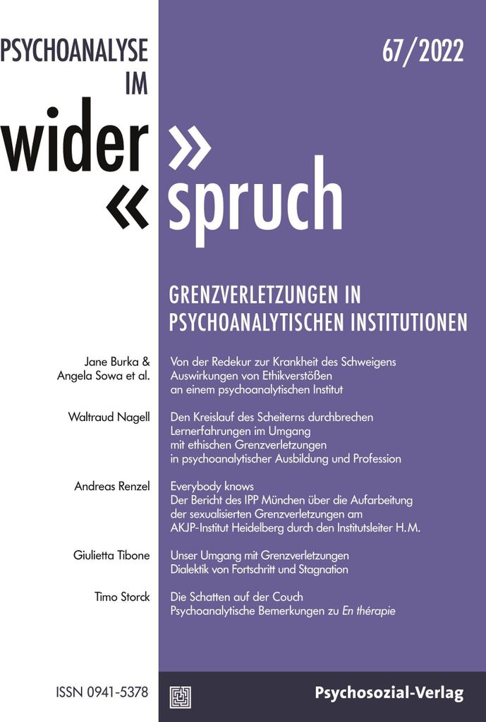 Psychoanalyse im Widerspruch Nr. 67: Grenzverletzungen in psychoanalytischen Institutionen